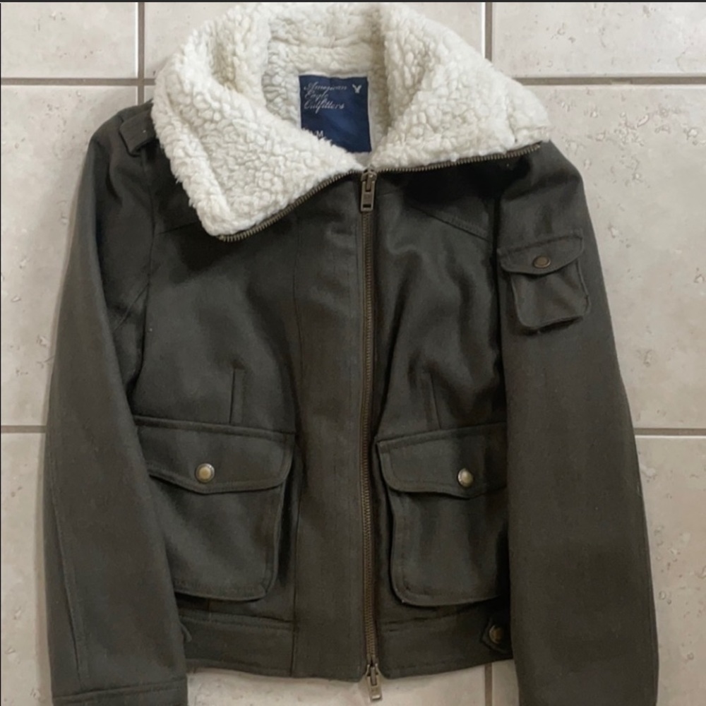 LIKE NEW! AEO Sherpa Lined Moto Jacket